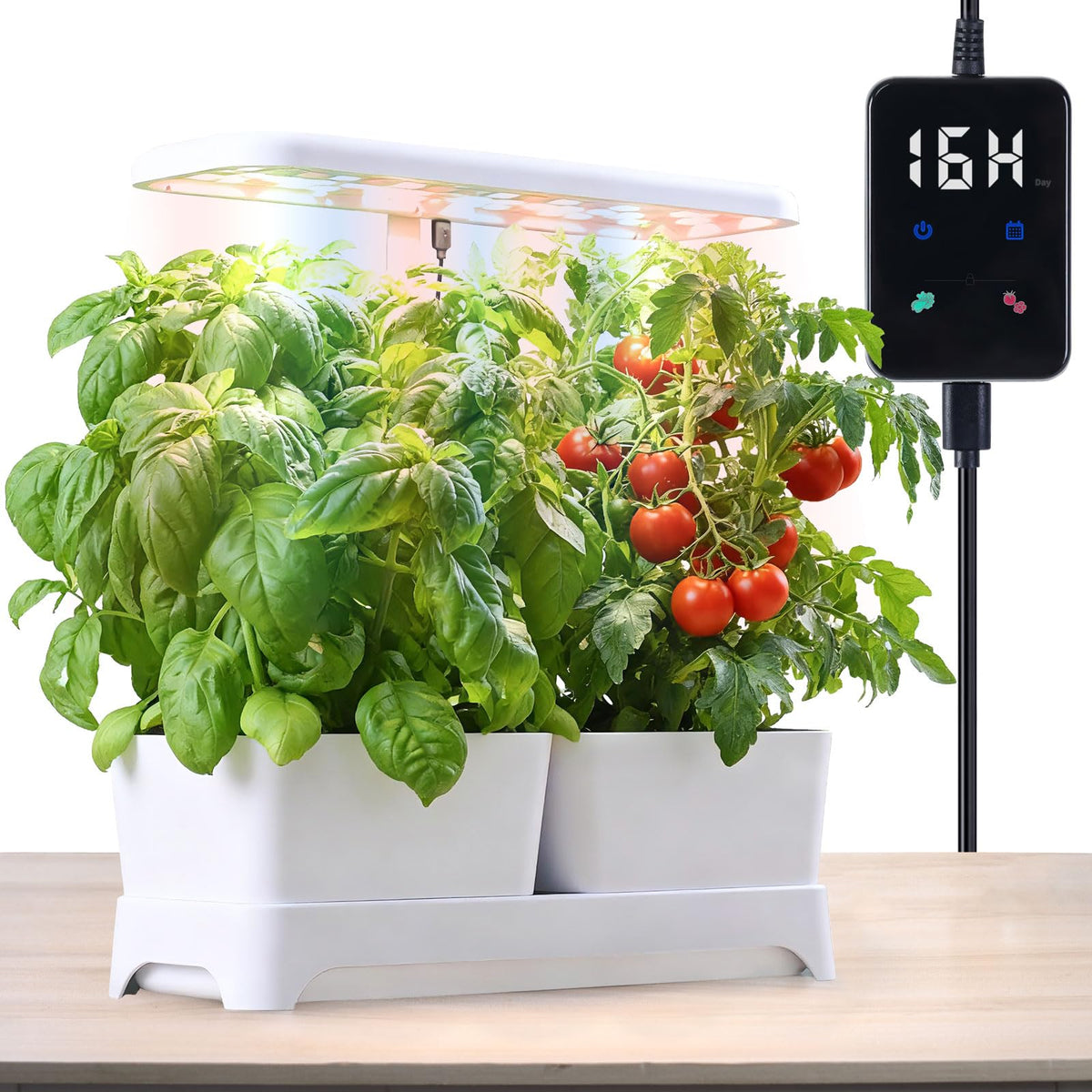 DRYADES Indoor Garden Led Grow Light, Full Spectrum LED Grow Lamp for Indoor Plants with Intelligent Controller, Height Adjustable, Ideal for Home Desk Plant Lighting (White, 16 * 6.3 * 7.1 inch)