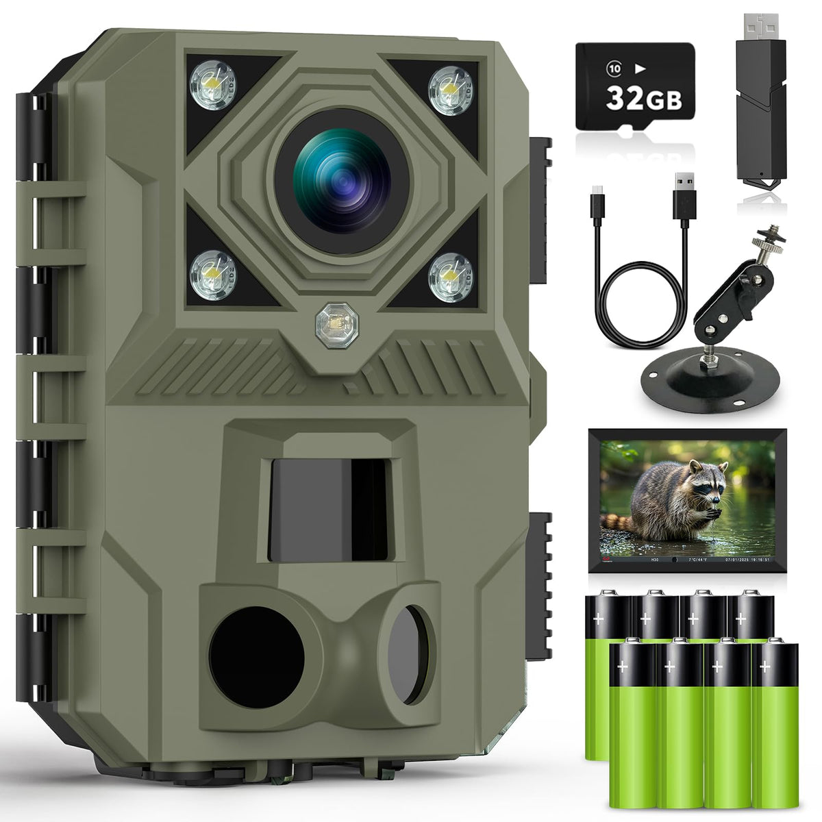 WOSPORTS Night Full Color Trail Camera,5K 60MP 0.1s Trigger Game Camera with Clear 100ft,Dual Mode(Low-Glow IR & White Light),IP66 Trail Cam for Wildlife Monitoring & Security, H.264 MP4 Video