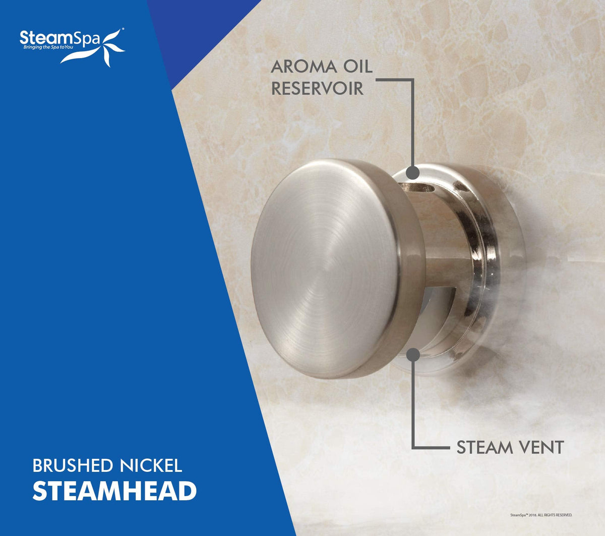 SteamSpa Generator with Quick Start Continuous Steam Technology, Wi-Fi, Bluetooth and Autodrain | 9kW Steam Generator with Brushed Nickel Steam Head with Aromatherapy Reservoir | SS-RVB900BN-A