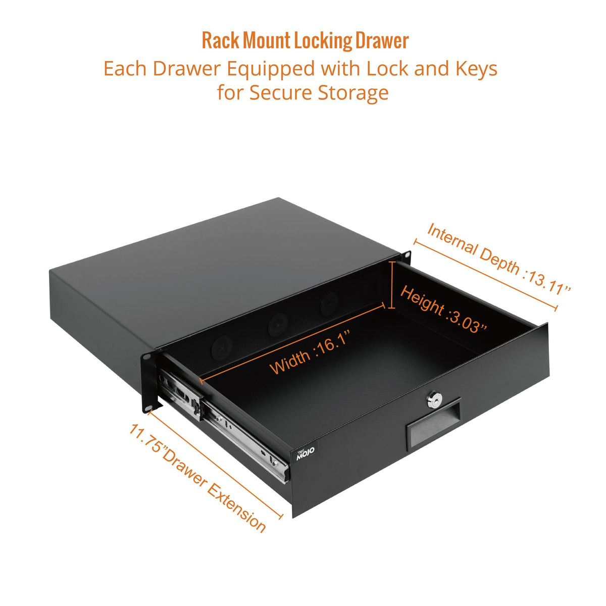 Tecmojo 6U x 19" x 18" Black Alloy Steel Wall Mount Server Rack with Swing Gate & 2U Lockable Drawer, 110lbs Load Capacity
