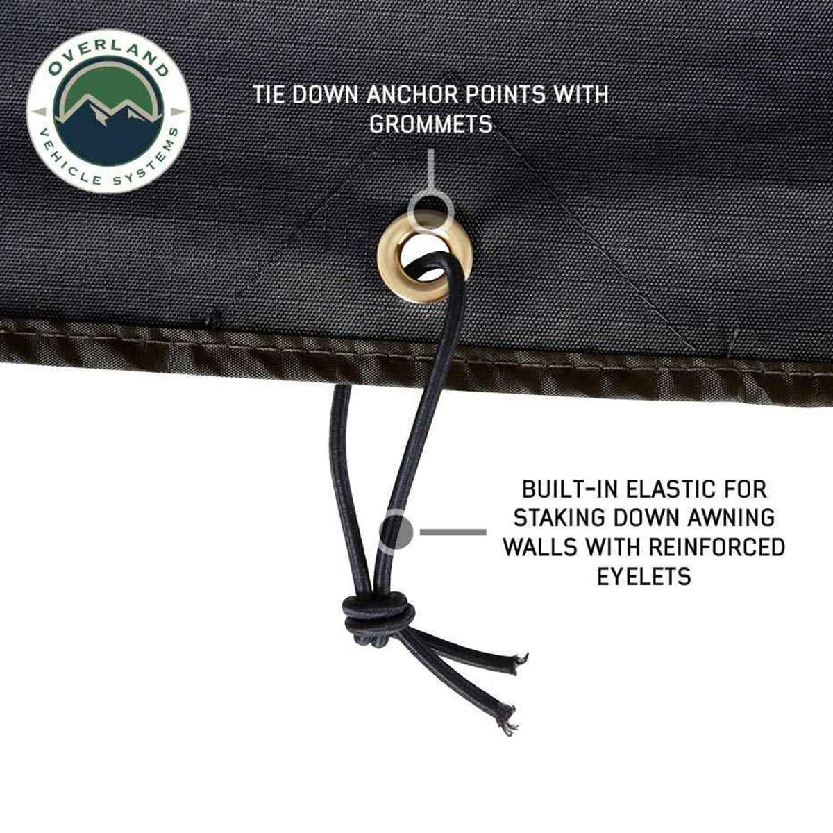 Overland Vehicle Systems XD Nomadic 180 Awning Wall with Windows - 320G Poly Cotton Rip Stop Black Out Matierial - Zipper Attachment Method