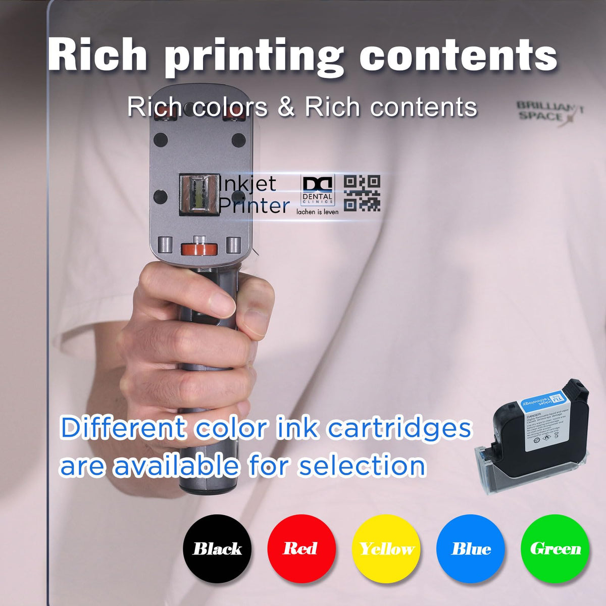 ZHONGMIN Handheld Inkjet Printer with 42ml Quick-Drying Ink Cartridge for Text/Date/Barcode/Logo, Metal Body, 4.3" Touch Screen, Print Height 0.08"-0.5", Portable Industrial Coding Machine ZM-C120L