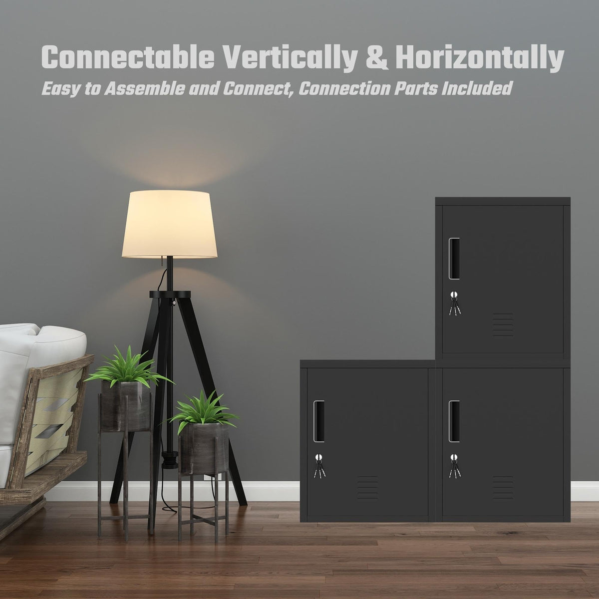 JINGUR Metal Storage Locker Cabinet with Locking Door and Adjustable Shelf for Home Office Classroom Workshop Organization (Black)