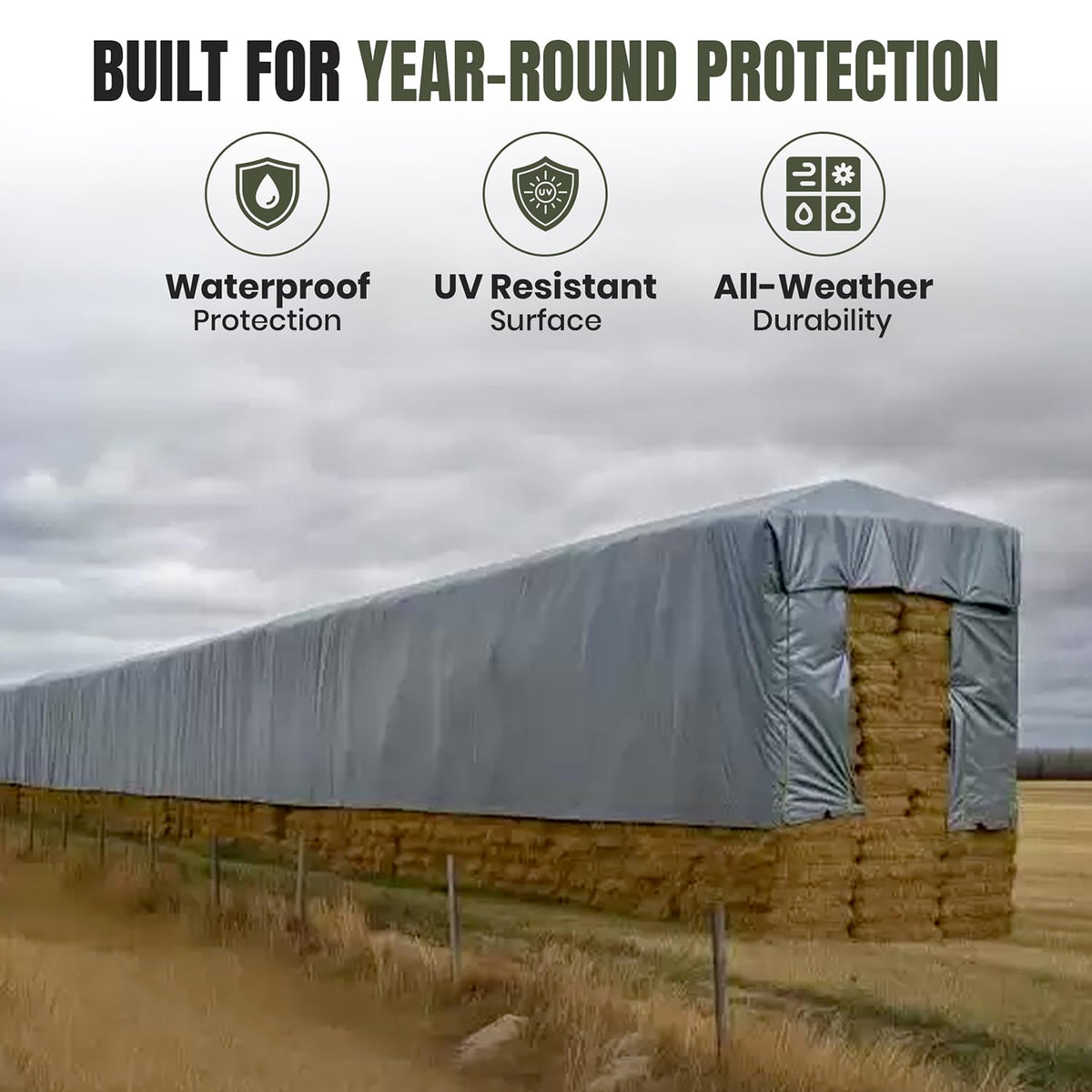 Tarps Now | Heavy Duty Waterproof Hay Tarp 25' x 33' ft | Multipurpose 12 Mil Poly Tarpaulin Sheet Cover | #2 Brass Spur Grommets | Agricultural, Camping Tents & Weather Protection | Silver & Black