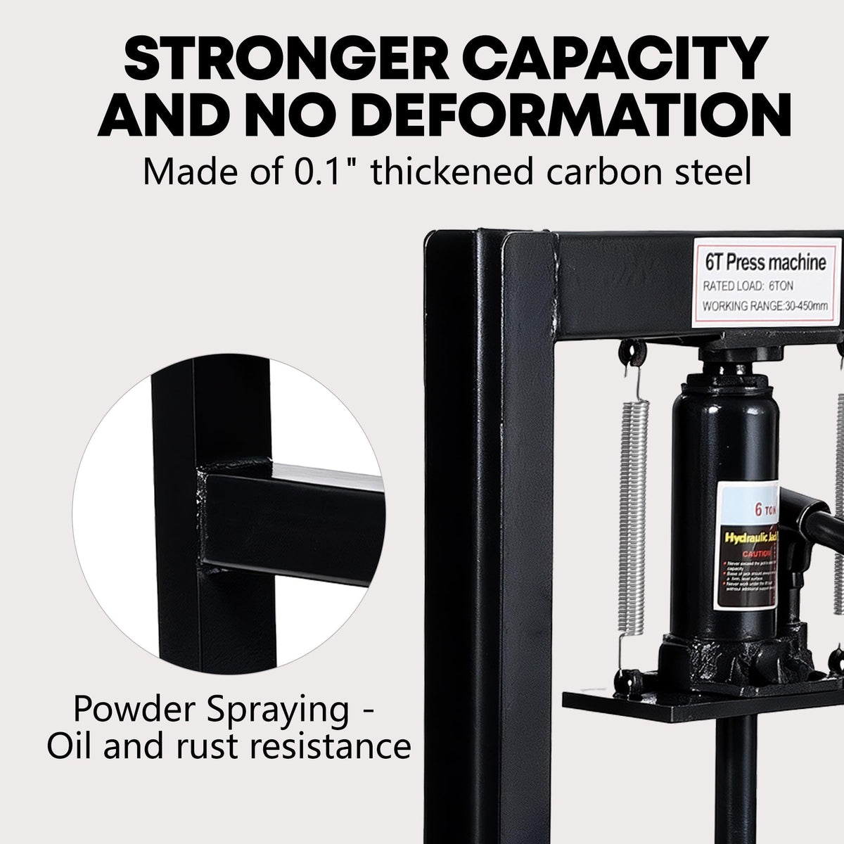 GAOMON 6 Ton Hydraulic H-Frame Shop Press – Heavy Duty Manual Hydraulic Press with Adjustable Bed, Stamping Plates, Worktable – Auto Repair, Metalworking, Garage, Engine Bearing Removal – 6T, Black