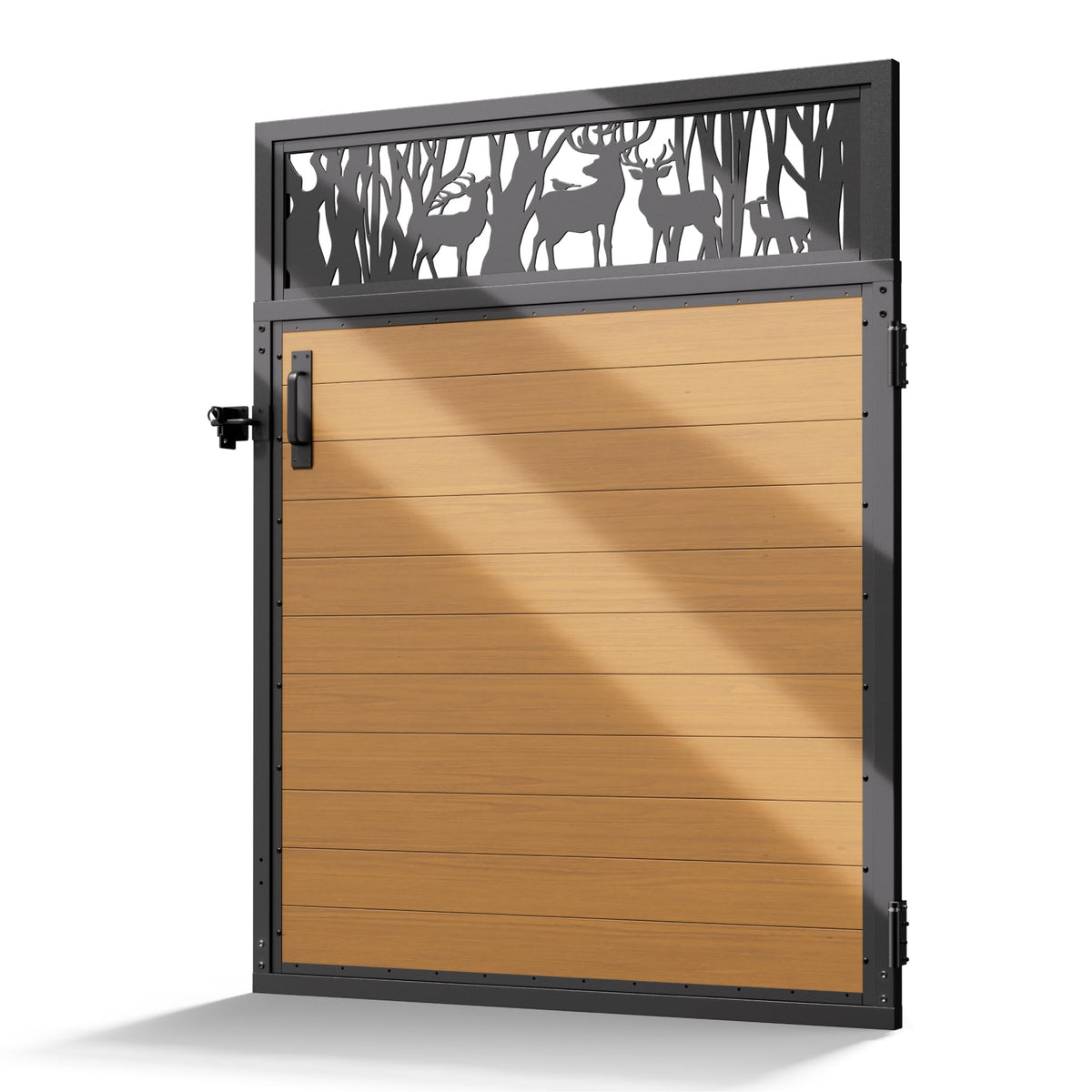 Uphode 4x5FT(46.8" x 59") 201 Stainless Steel Fence Gate Kit Heavy Duty, Anti Sag Metal Fence Gate Frame Kit with Aluminum Board, Morden Garden Gate Hardware Kit Outdoor (Left/Right Free-Installation)