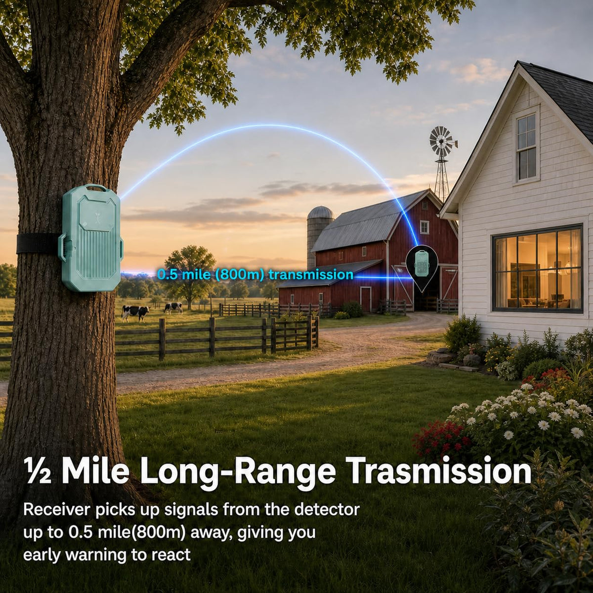 LETWESAF Wireless Radar Motion Detector Sensor – Add-On Accessory Only, No Receiver – 1/2 Mile Range, IP65 Waterproof, Rechargeable, Hidden Design – Outdoor Security for Driveway, Home, Camping
