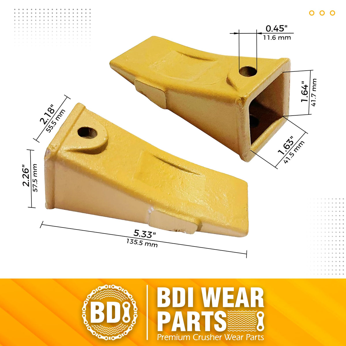 BDI Wear Part X156L Long Excavators Bucket Teeth, Excavators Tooth with P156 Pins Compatible with Skid Steer, Backhoe, Mini Excavators