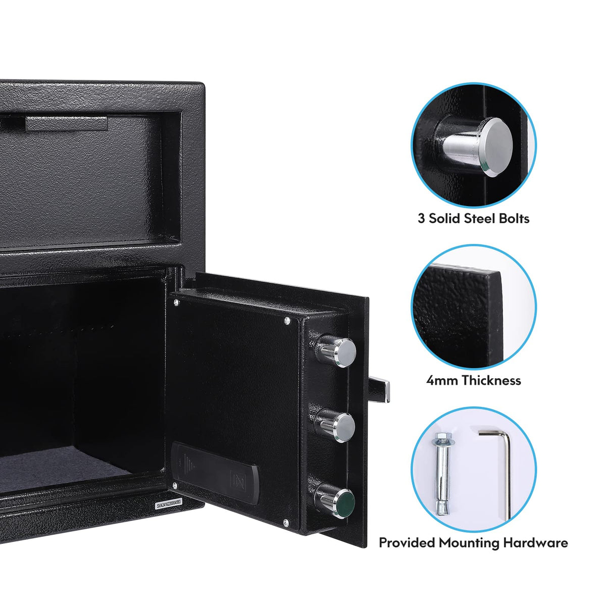 Fireproof Depository Safe with Drop Slot, Electronic Anti-Theft Drop Safe for Business with Programmable Numeric Keypad Lock and Spare Keys, Cash Drop Safe Box for Office Home Retail Store