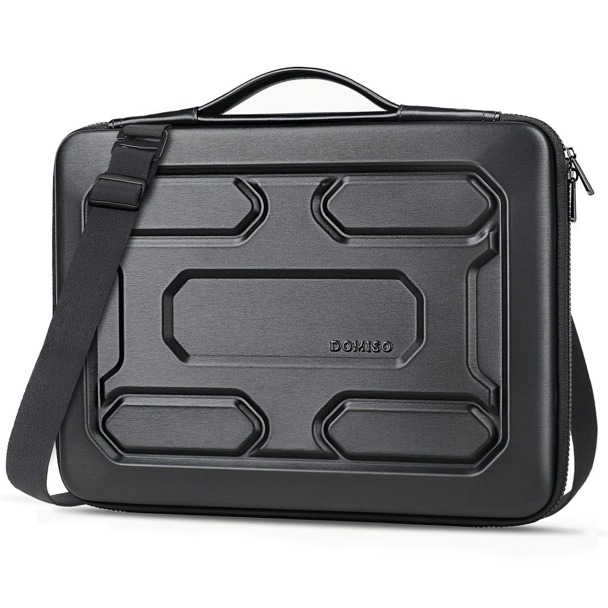 DOMISO 15.6 inch Laptop Sleeve Shoulder Bag Shockproof Computer Bag Waterproof EVA Protective Carrying Case for 15.6" Lenovo Yoga 720 IdeaPad 310 320 ThinkPad T570/Dell Inspiron 15/HP Envy 15, Black
