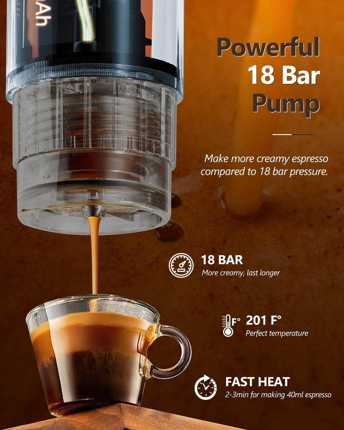 CONQUECO Portable Espresso Machine Travel: 12v Car Coffee Maker Set with Battery for Camping - Small Electric - 2.5 Mins Heating - With Ground Coffee & NS Capsule & Handbag for RV, Hiking, Office