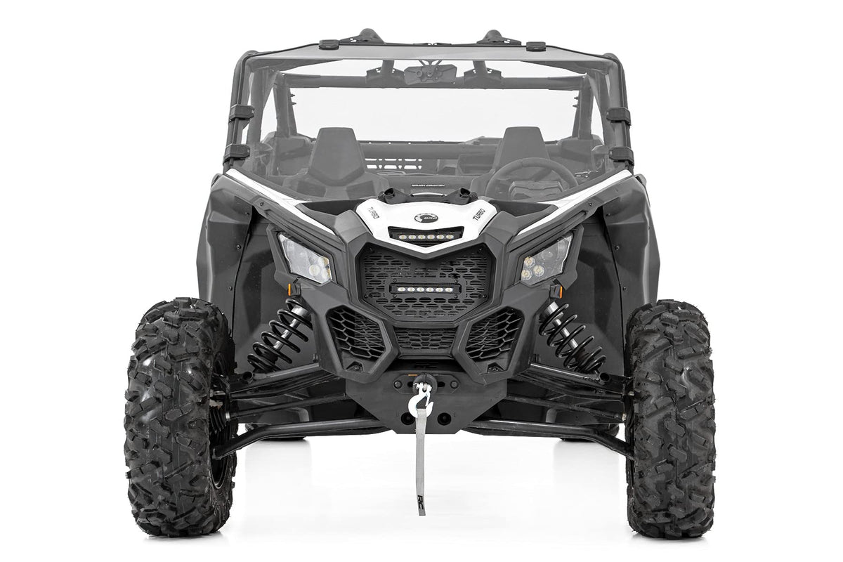 Rough Country 4,500 LB Winch Mount Kit for Can-Am Maverick X3 - Bolt-On Plate with RS4500S UTV Winch & Synthetic Rope
