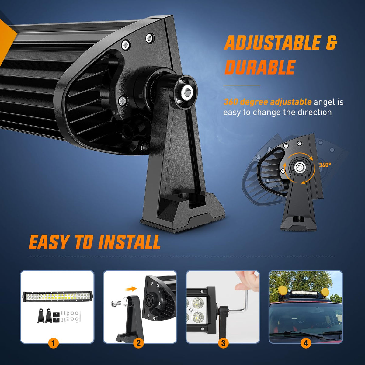 Nilight 54" 312W Curved LED Work Light Spot Flood Combo Bar Driving Fog Lamp off road lights