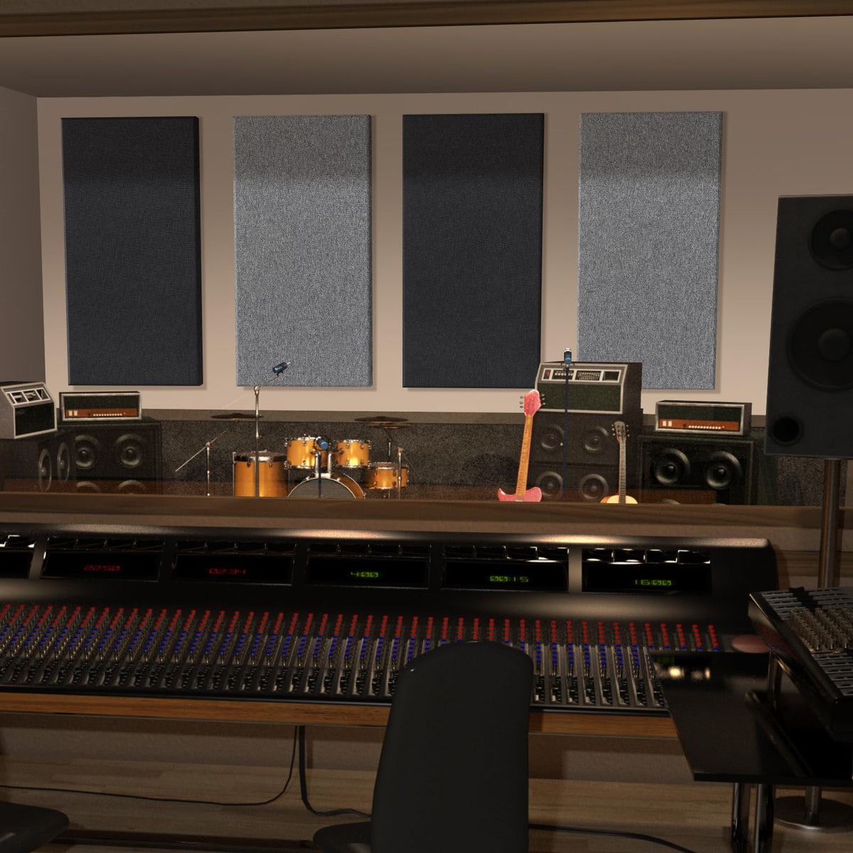 2” Thick Acoustic Panels with Hanging Hardware, 2 PCS 47.2” x 23.6” Fiberglass Sound Absorbing Panels for Home Theater Church Office Wall, Black