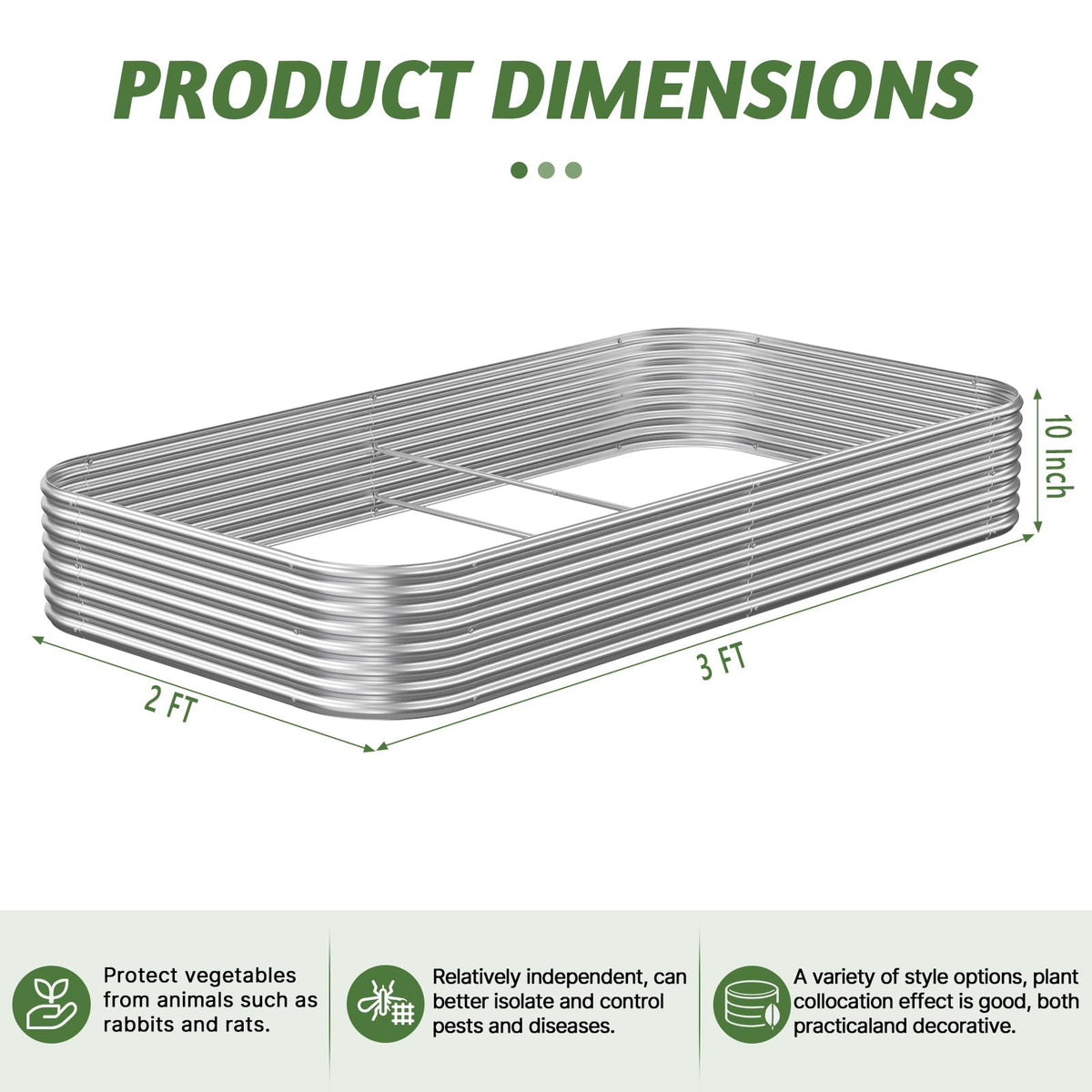 OZMSHF 3 Pack Raised Beds for Gardening, Corrugated Galvanized Steel Raised Garden Bed, Outdoor Metal Above Ground Garden Bed for Vegetables and Flowers-3x2FT