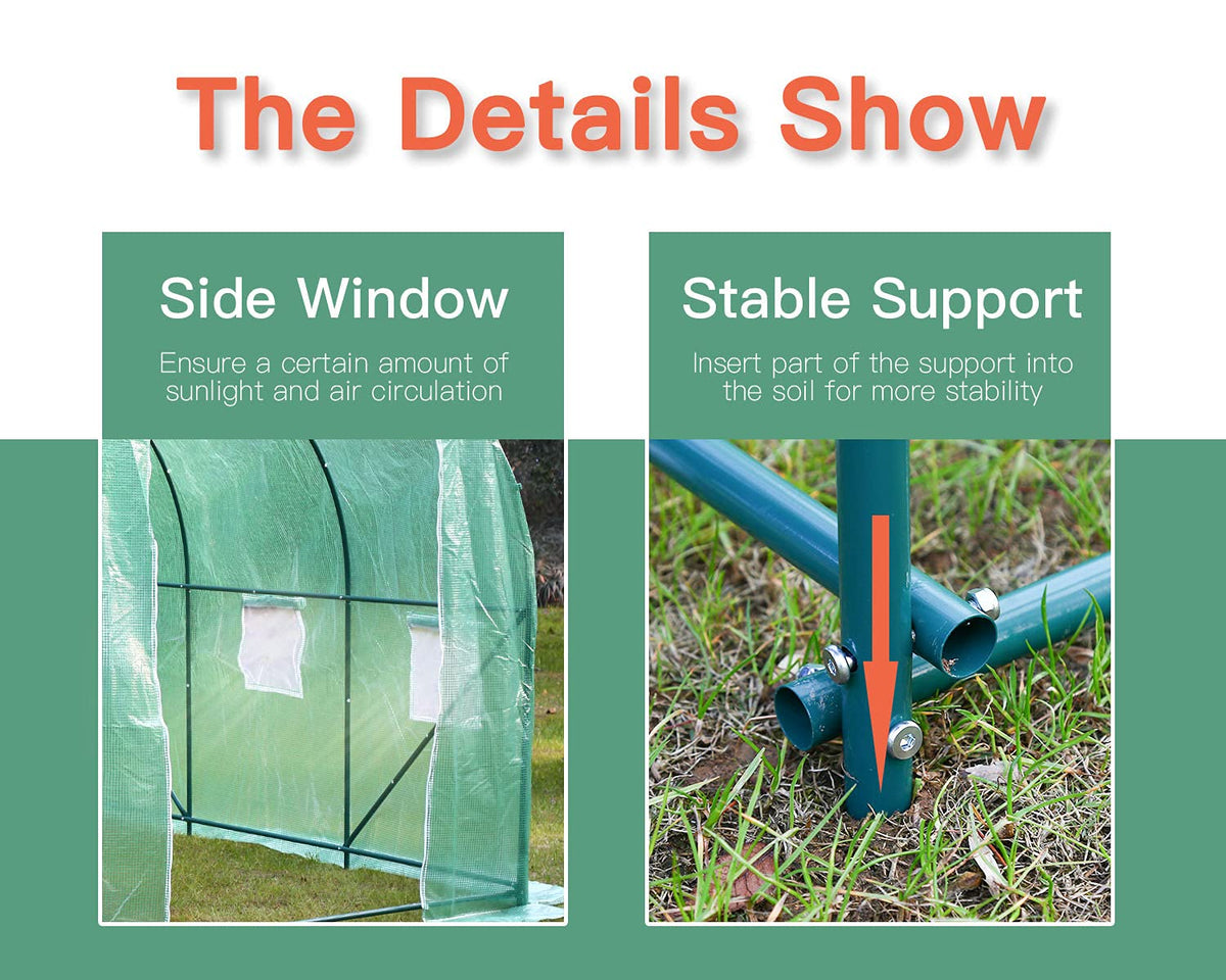 Greenhouse for Outdoors Greenhouse Walk-in Green House L10'xW7'xH7' Plastic Mini Greenhouse Kit Indoor Portable Greenhouse Plant Shelves Tomato Herb Canopy for Patio
