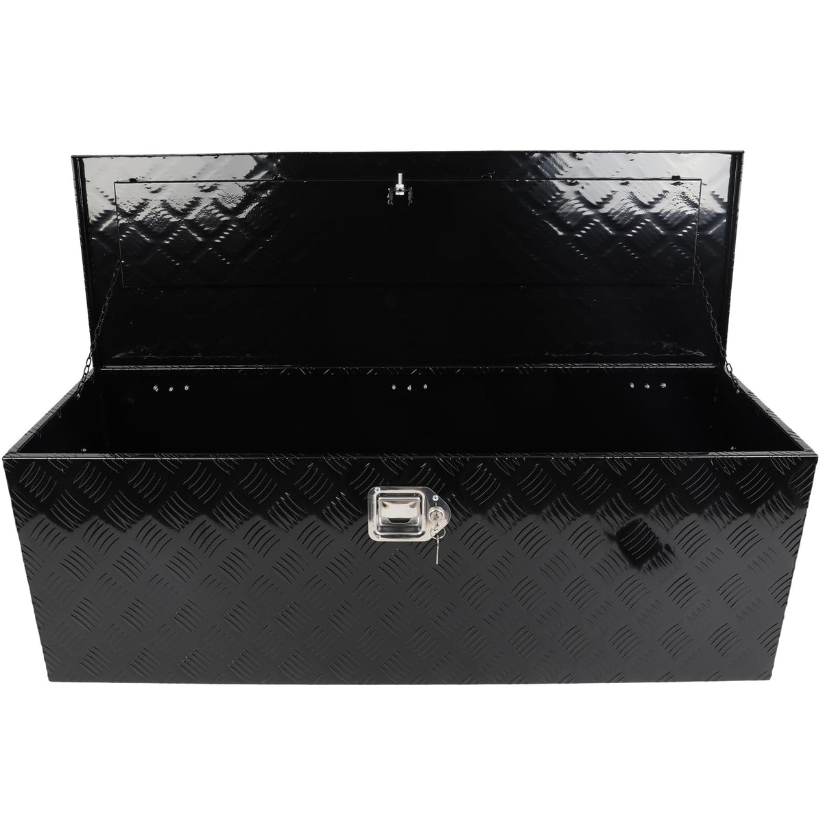 SCITOO 44 Inch Diamond Plate Truck Bed Tool Box,Aluminum Heavy Duty Crossover Storage for Most Full Size Pickups,Lockable Weatherproof Chest,Fits 44" Truck Beds,Easy Access to Load and Unload