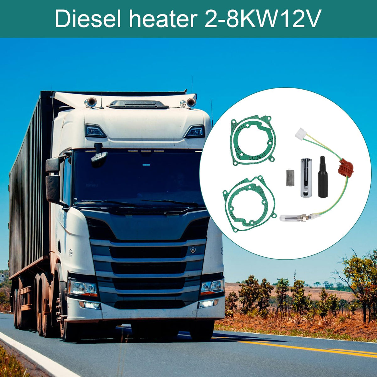 Glow Plug Repair Kit, 8pcs Diesel Parking Heaters 12V 2KW 5KW 8KW Glow Plug Ceramic Glow Plug Heater Repair Parts Glow Ignition Plug Kit Heater Accessories for Car Truck Boat