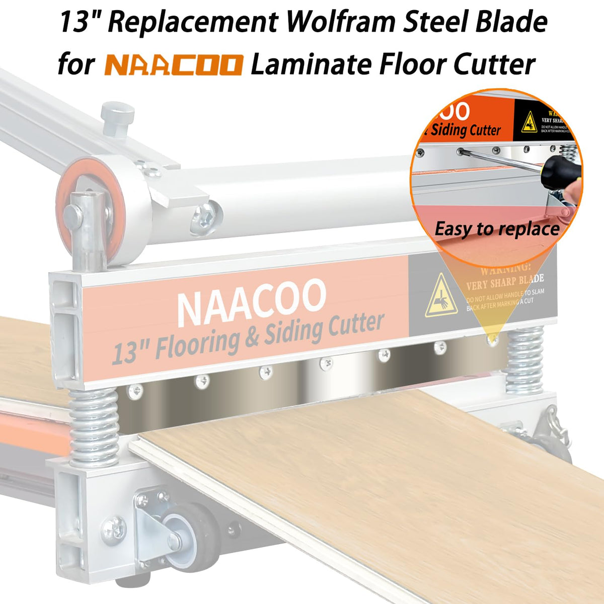 Heavy Laminate Floor Cutter with Replacement Blade, NAACOO 13“ Vinyl Floor Cutter with wheel,Vinyl Plank Cutter – Just 1 Step Meet Angle&Length Cutting,