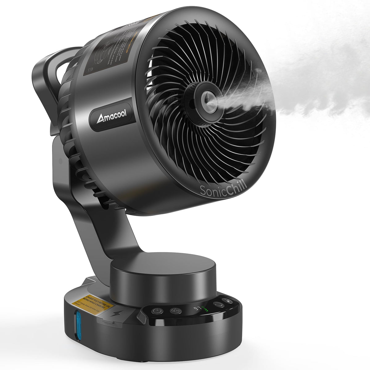 SonicChill Portable Misting Fan with VacAero FineMist, 75H Max Runtime, 600ml Tank, Instant Cools 10°F at 5ft, 90°Auto Sweep & Manual Tilt, Indoor Outdoor Garage RV Tailgating Stadium Beach Essentials