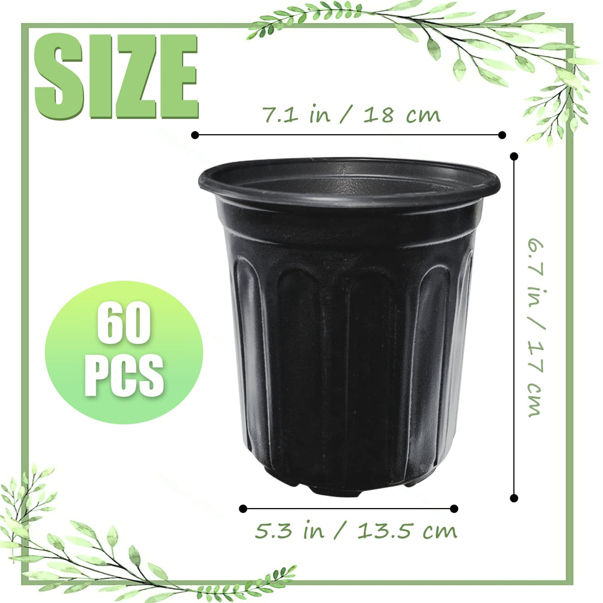 Jgalnim 60 Pack 1 Gallon Nursery Plant Pots,Thickened Flexible Plastic Seedling Pot with Holes,Flower Plant Container for Succulents,Cuttings,Transplanting,Home Garden(Black)