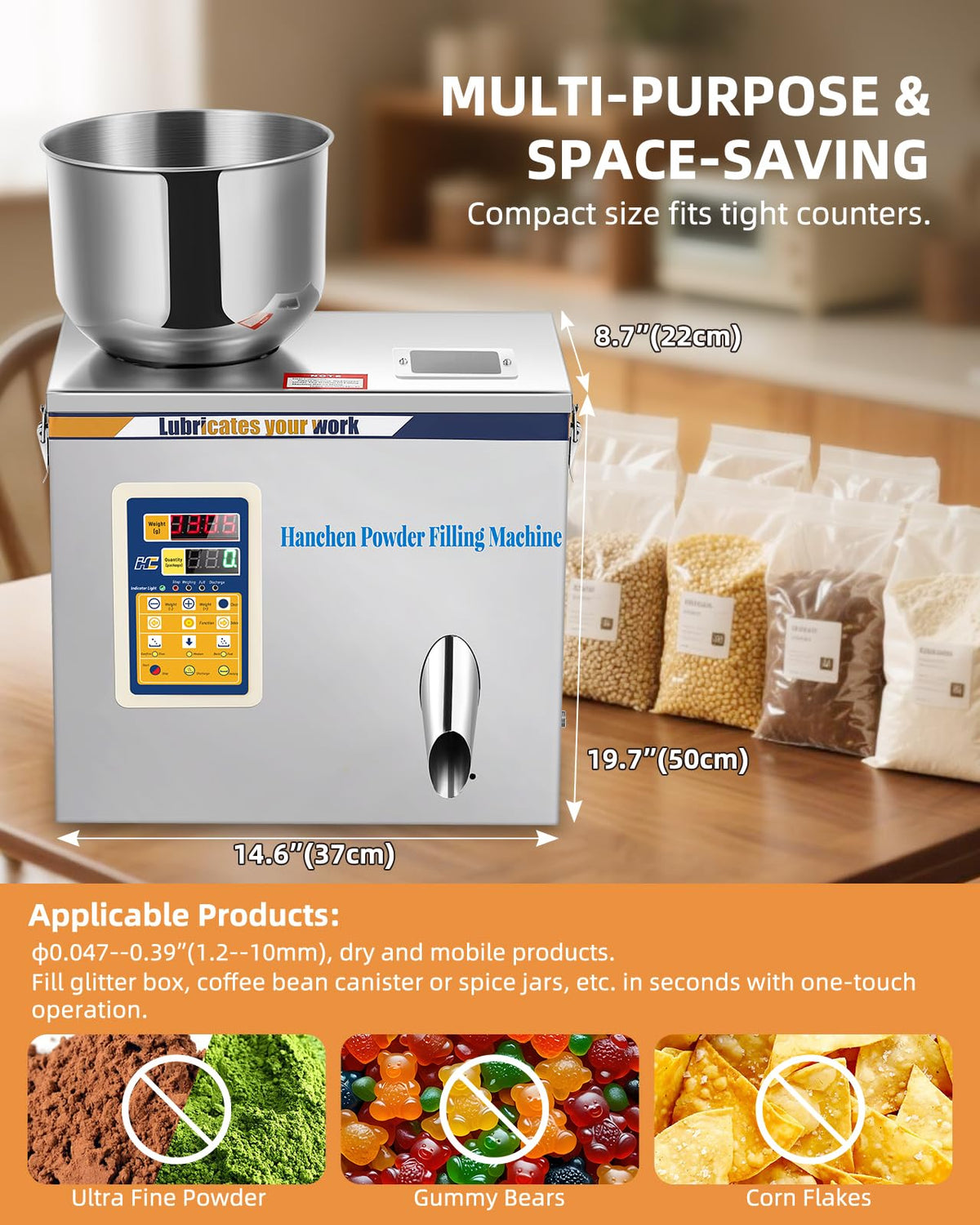 Smart Digital Powder Filling Machine & Particle Granule Dispenser - Hands-Free Infrared/Foot Pedal Control, Precise Measuring for Home & Small Workshops - Boost Efficiency with LED Display Panel