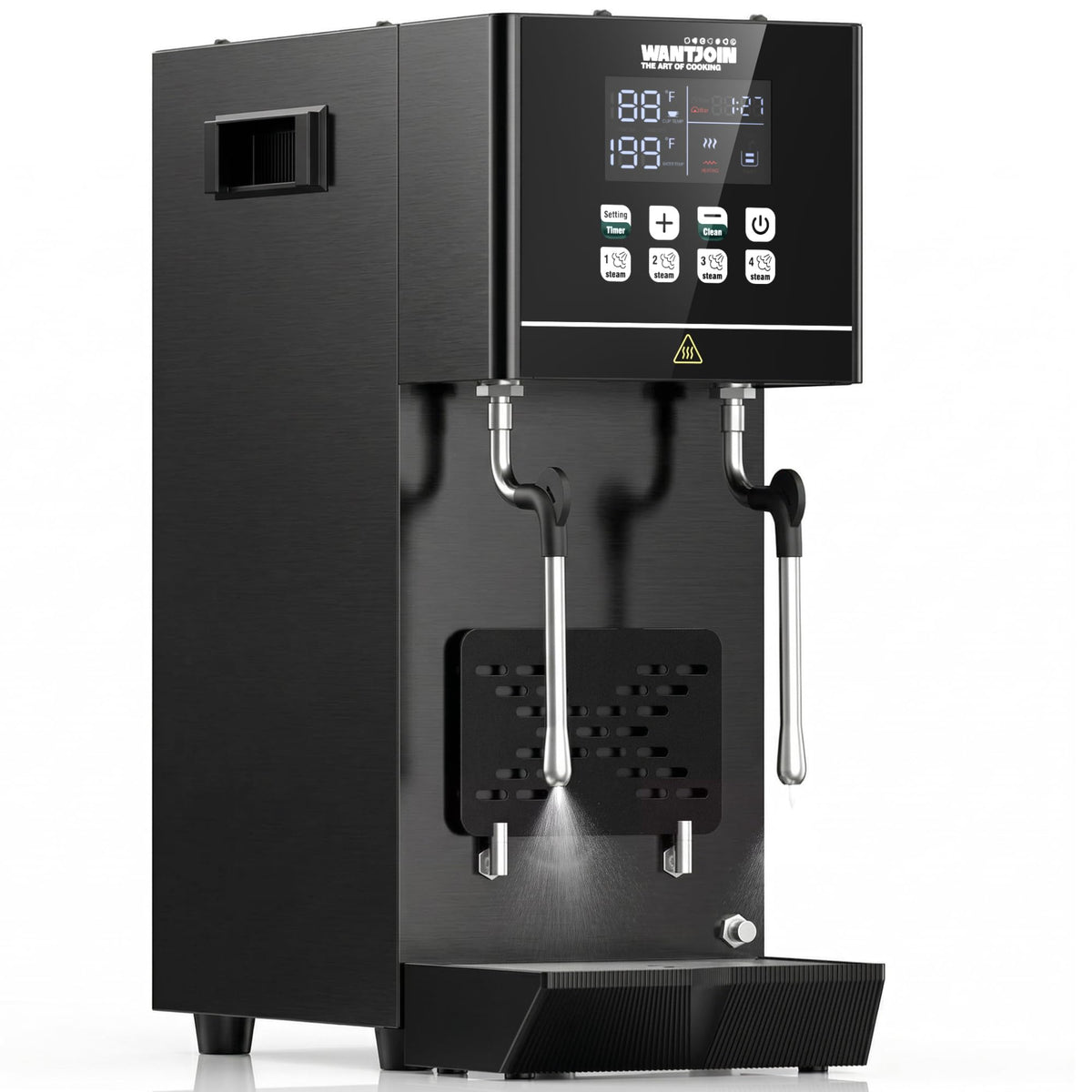 WantJoin Commercial Milk Frother & Beverage Heater - 2000W Multi-functional Milk Steamer Machine with LED Display Panel for Latte Cappuccino Coffee Milk Tea Foam & Hot Water Dispenser, Hotel Home Use