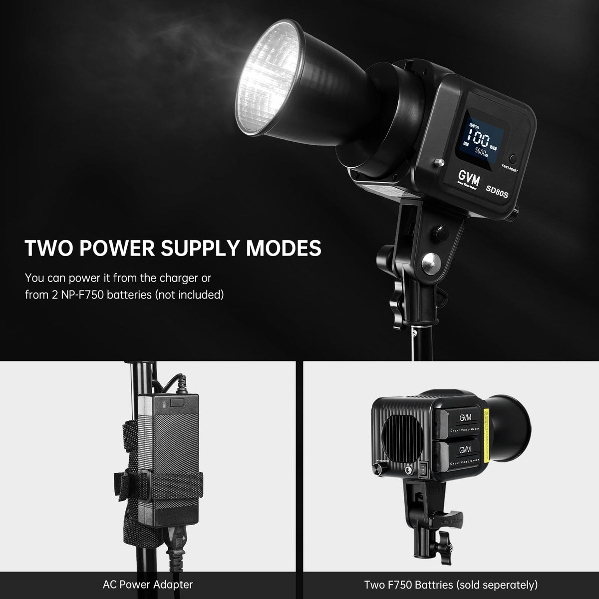 GVM 80W SD80S LED Video Light with Lantern Softbox and Tripod Stand Kit, 5600K Daylight Bowens Mount Studio Light, COB Continuous Output Lighting for Video Recording, APP Control, 12 Scenes, CRI97+