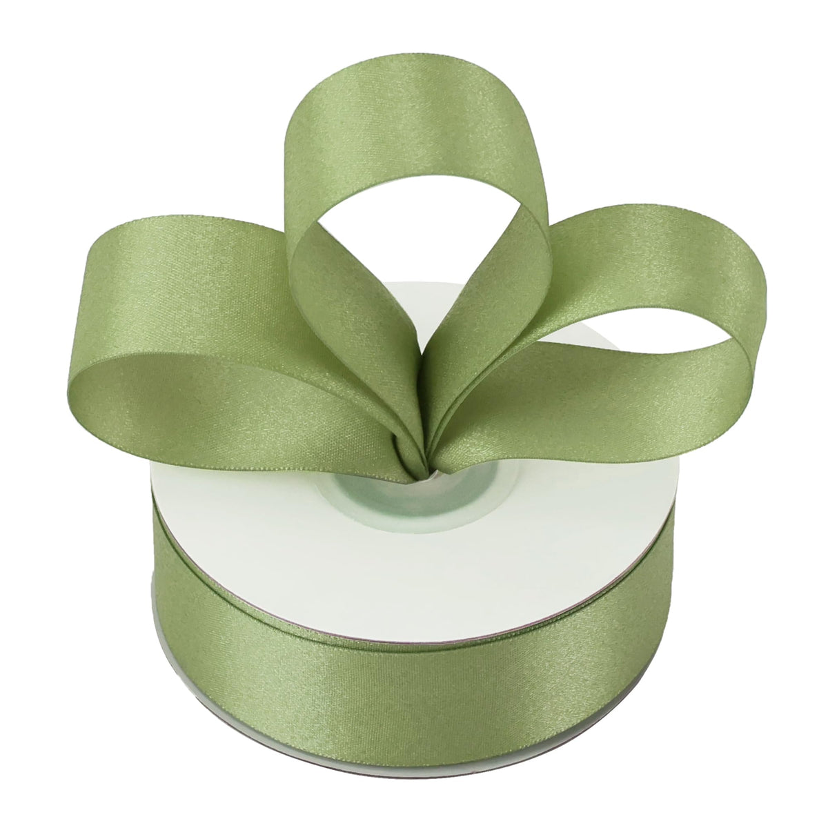 HUIHUANG Moss Green Satin Ribbon - 1 inch Luxury Shimmer, Extra Density, Dusty Sage for Gift Wrapping, Crafts, Bows, Flower Bouquets, Holiday Decor, Bridal Showers - 20 Yards