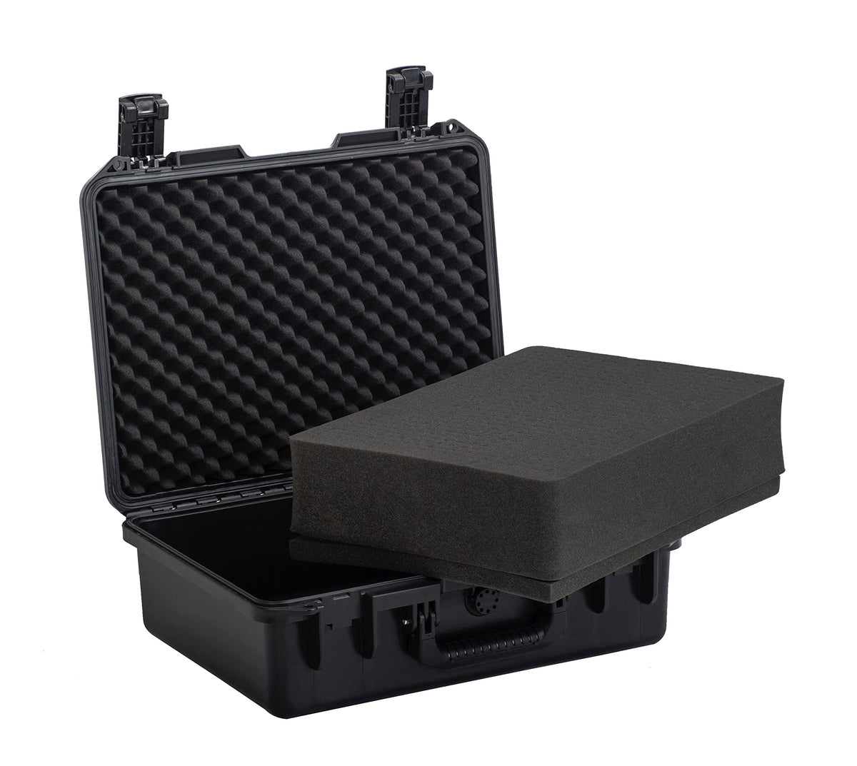 MEIJIA Premium Waterproof Hard Compact Camera Case with customizable fit foam,Full Protection with Light&Convenient Design,19.3"x15.25"x7.3".,Elegant Black