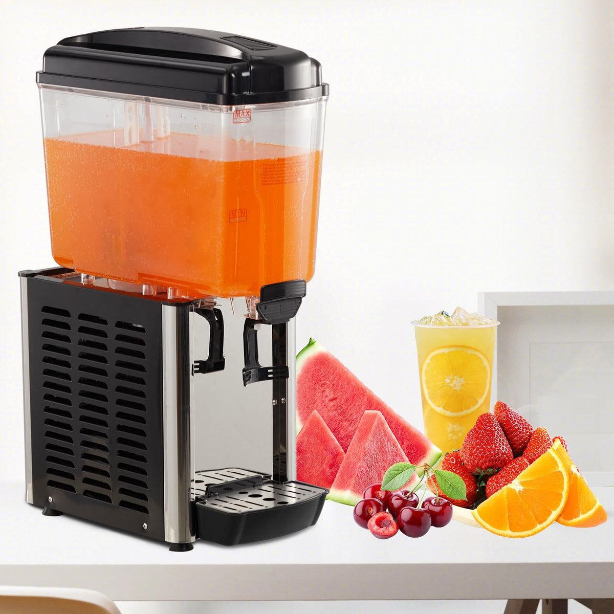 4.8 Gal Commercial Beverage Dispenser with Thermostat Controller, Food Grade Stainless Steel Drink Dispenser for Parties, Restaurants & Hotels, Ideal Juice Dispenser for Cold Beverages