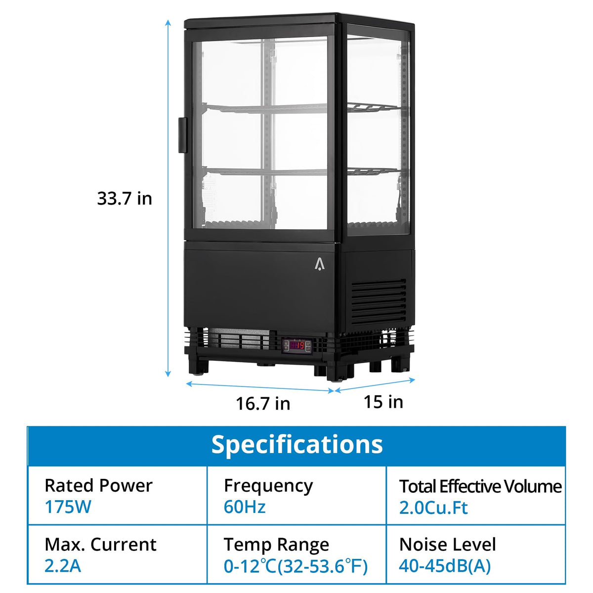 GarveeHome Commercial Beverage Display Refrigerator Upright Glass Door Freezer Cooler with LED Lighting, Adjustable Shelves, Merchandiser Fridge for Restaurant Bar Office Kitchen Store Food Storage