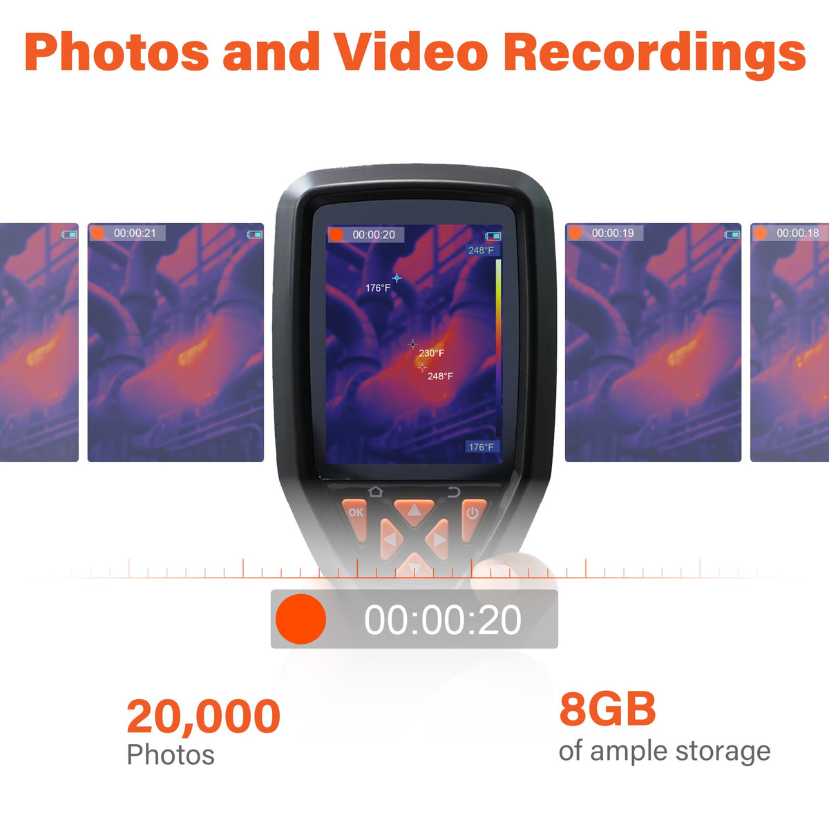 ANXTECH Handheld Thermal Imaging Camera 320×240 Super Resolution, 25HZ Refresh Rate, High/Low Temp Alarm, 8H Battery Life for Water Leak Detection, Hidden Moisture and Home Inspection