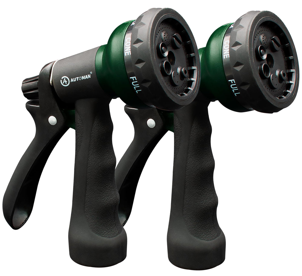 AUTOMAN Garden Hose Nozzle 2PK, ABS Water Spray Nozzle with 7 Adjustable Patterns, Slip Resistant for Watering Plants, Lawn, Garden, Washing Cars, Cleaning, Showering Pets & Outdoor Fun