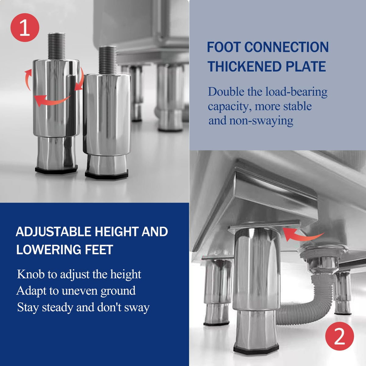 Commercial Floor Mop Sink - Stainless Steel Mop Service Basin, Floor Mount, 17.7'16.1'21.6'