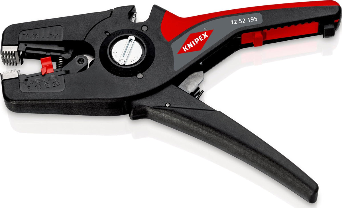 KNIPEX Precistrip16 Automatic Insulation Stripper, in Blister, 0.08-16 mm², with Fine Adjustment, Adjustable Length Stop, Wire Stripper, 12 52 195 SB