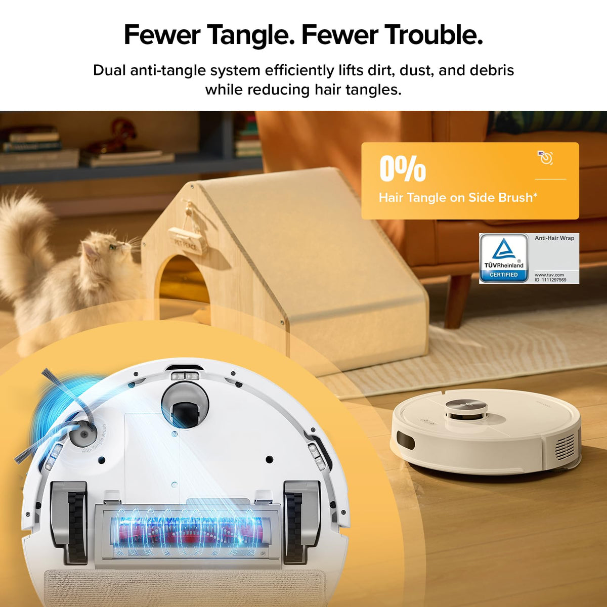 roborock Q7 M5+ Robot Vacuum and Mop, Upgraded from Q5 Max+, Up to 7-9 Weeks Self-Empty, 10000Pa Suction, Dual Anti-Tangle System for Pet Hair & Carpet, PreciSense LiDAR Navigation, App Control, White