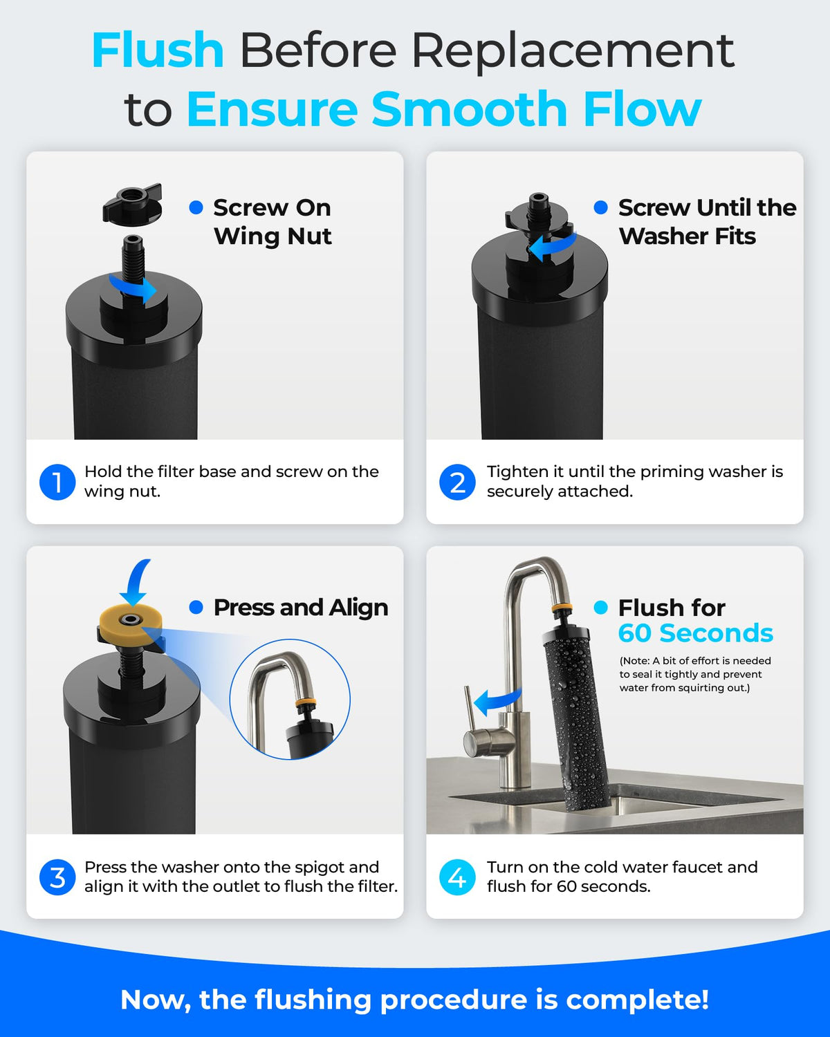 Waterdrop Gravity-fed Water Filter System, Reduces Lead and up to 99% of Chlorine, NSF/ANSI 42&372 Standard, with 4 Black Carbon Filters and Metal Spigot, King Tank Series,