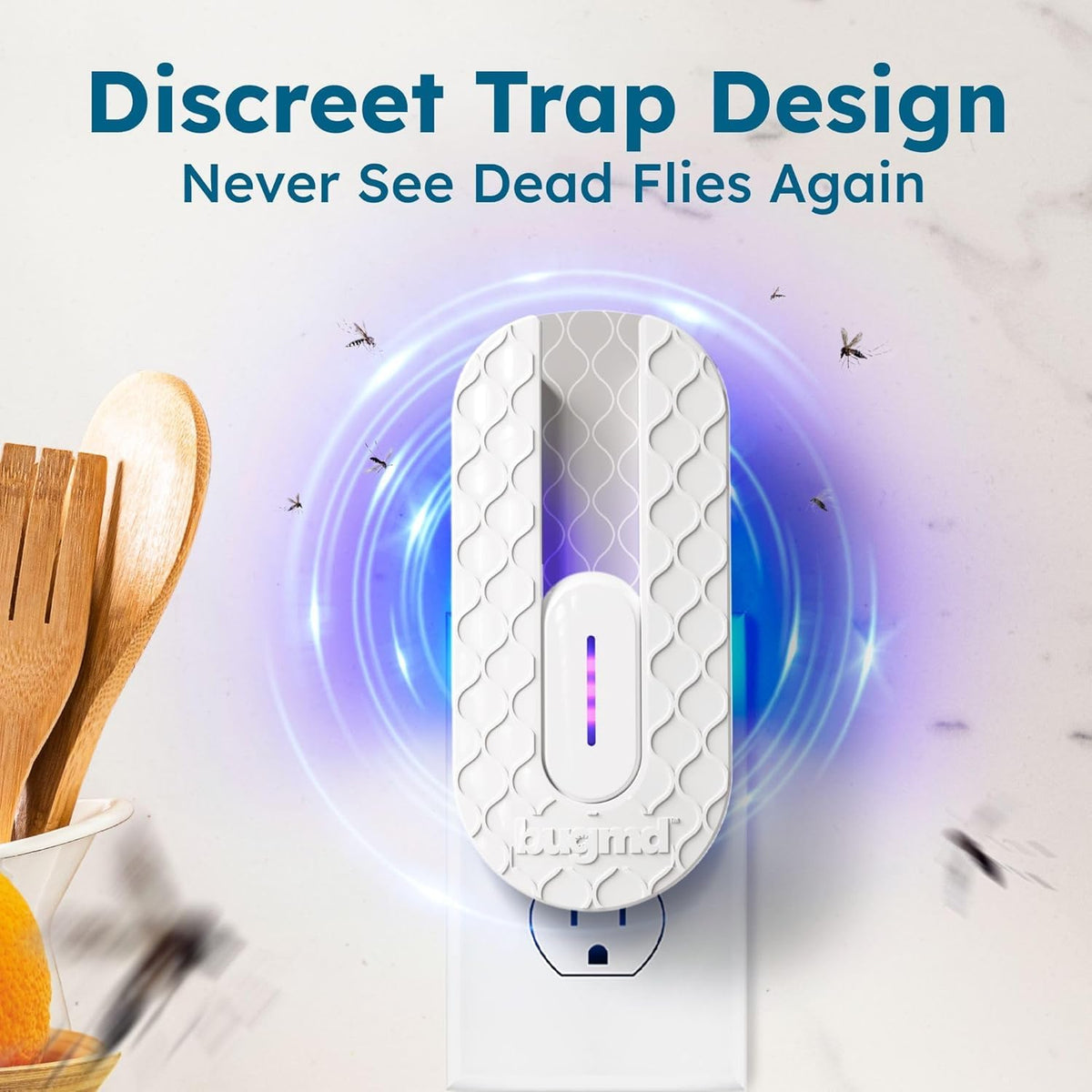 BugMD No Buzz Zone Fruit Fly Traps for Indoors with Honey Scent Bait & UV Light – Gnat Traps for House Indoor, Plug in Fly Trap Indoor, Bug Zapper Alternative, Mosquito Trap for Home (6-Pack)