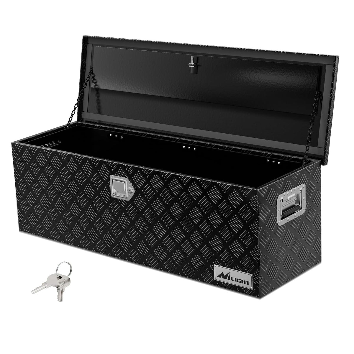 Nilight 44 Inch Truck Tool Box Heavy Duty Aluminum Stripes Plated Pick Up Truck Bed Toolboxes 44"x15"x15" Waterproof Storage Organizer for Bed of Truck RV Trailer with Side Handle Lock Keys, Black