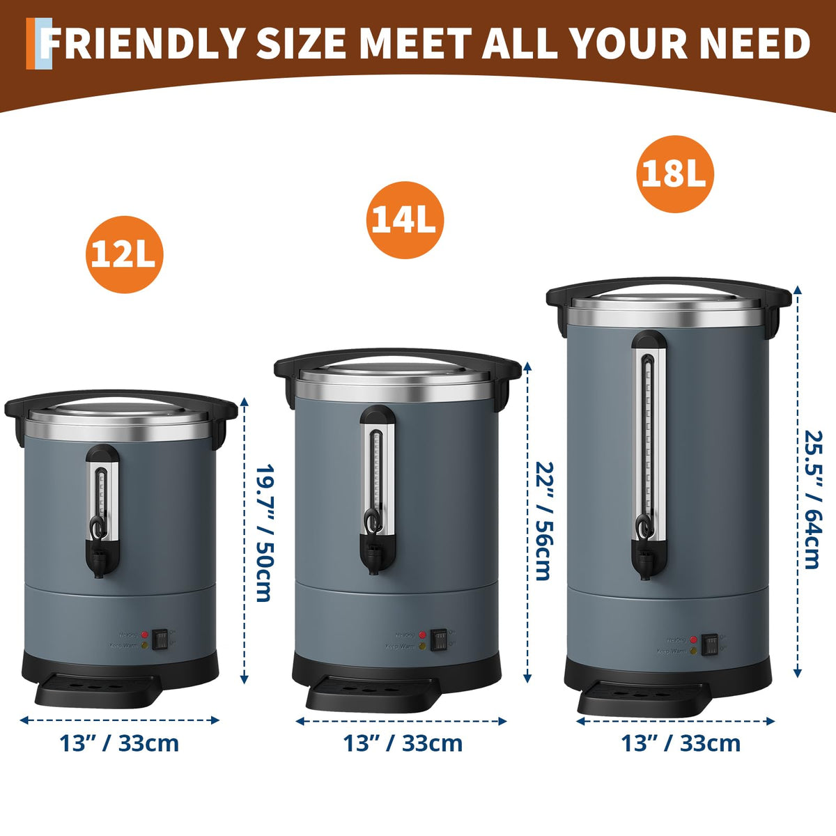 14L/100 Cups Coffee Urn-3.2 Gallon Double Wall Commercial Coffee Maker Large Capacity Hot Coffee Dispenser Stainless Steel Hot Water Urn Catering Buffet Parties Weddings Gathering Easy Clean