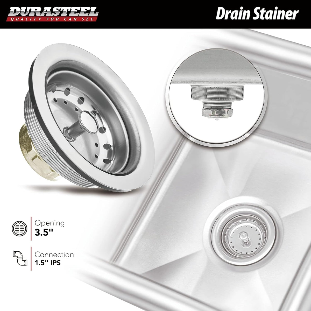 DuraSteel 304 Commercial Stainless Steel Utility Sink - 15 Inch Tub Freestanding Prep Kitchen Sink w/Faucet - NSF Hand Wash Station for Kitchen Sinks, Outdoor, Laundry Room, Garage Small Kitchenette