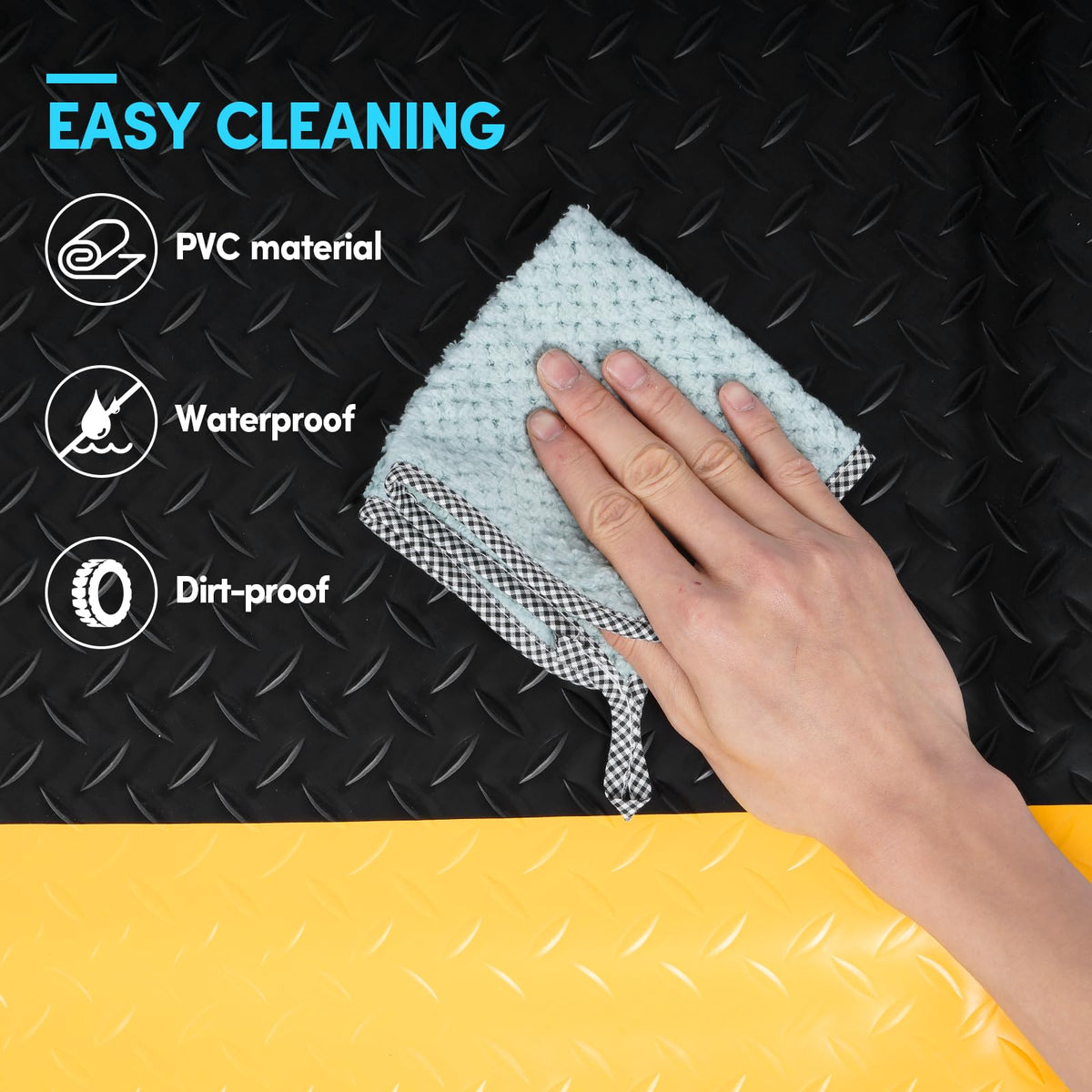 GOOFCXO 3 x 5 FT Anti Fatigue Mats Industrial 15/16 Inch Thick Soft Sponge Ergonomic Mat Durable Heavy Duty Diamond Plate Work Mat for Standing Non Slip Industrial Grade Floor Mat for Leg & Back Pain