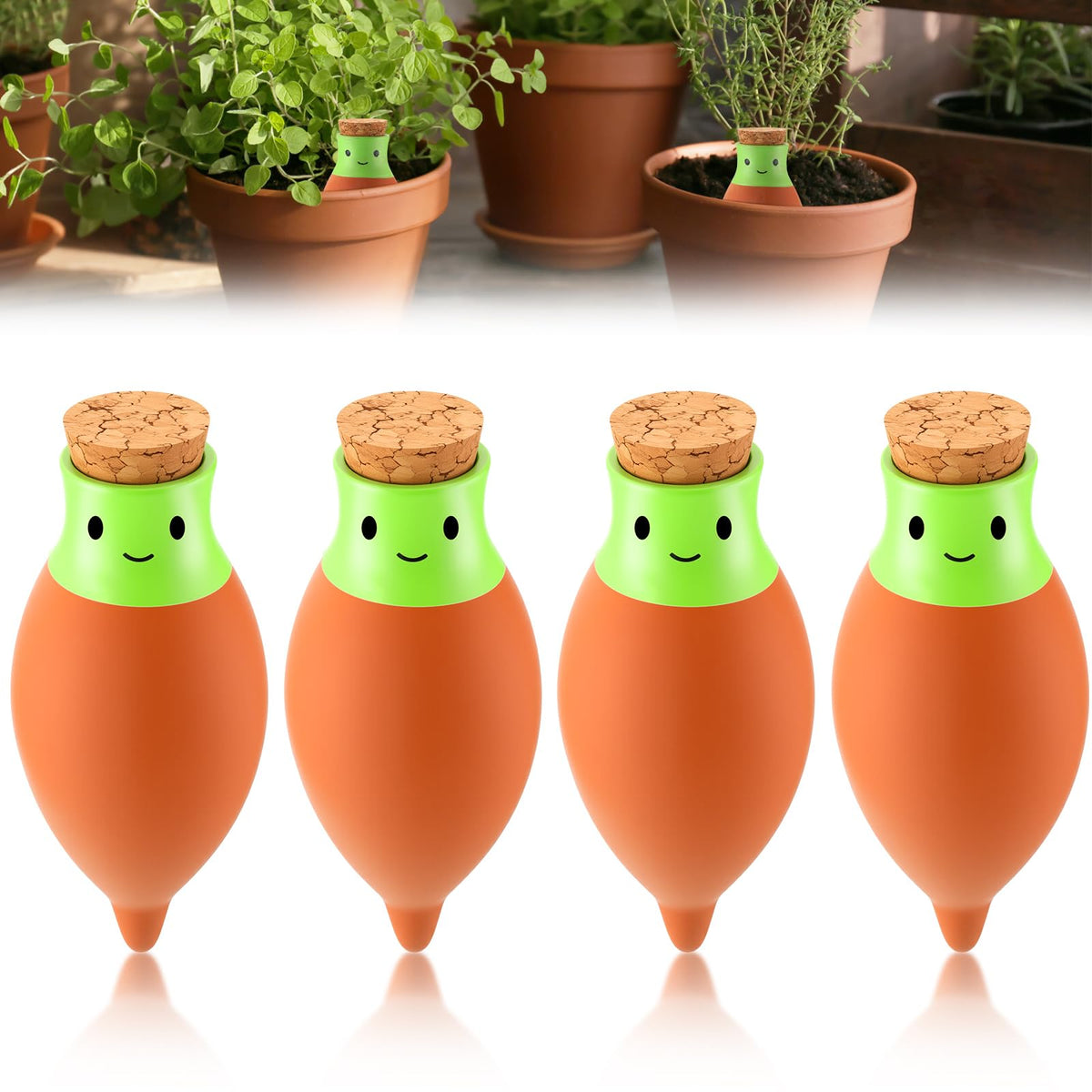 LemonRoad 4 Pcs Self Watering Terracotta Globes 11.5oz Large Ollas Plant Watering Globes Planter Insert Spike Pot Clay Planter Irrigation Device for Outdoor Indoor Easy to Refill Plant Lover Gift