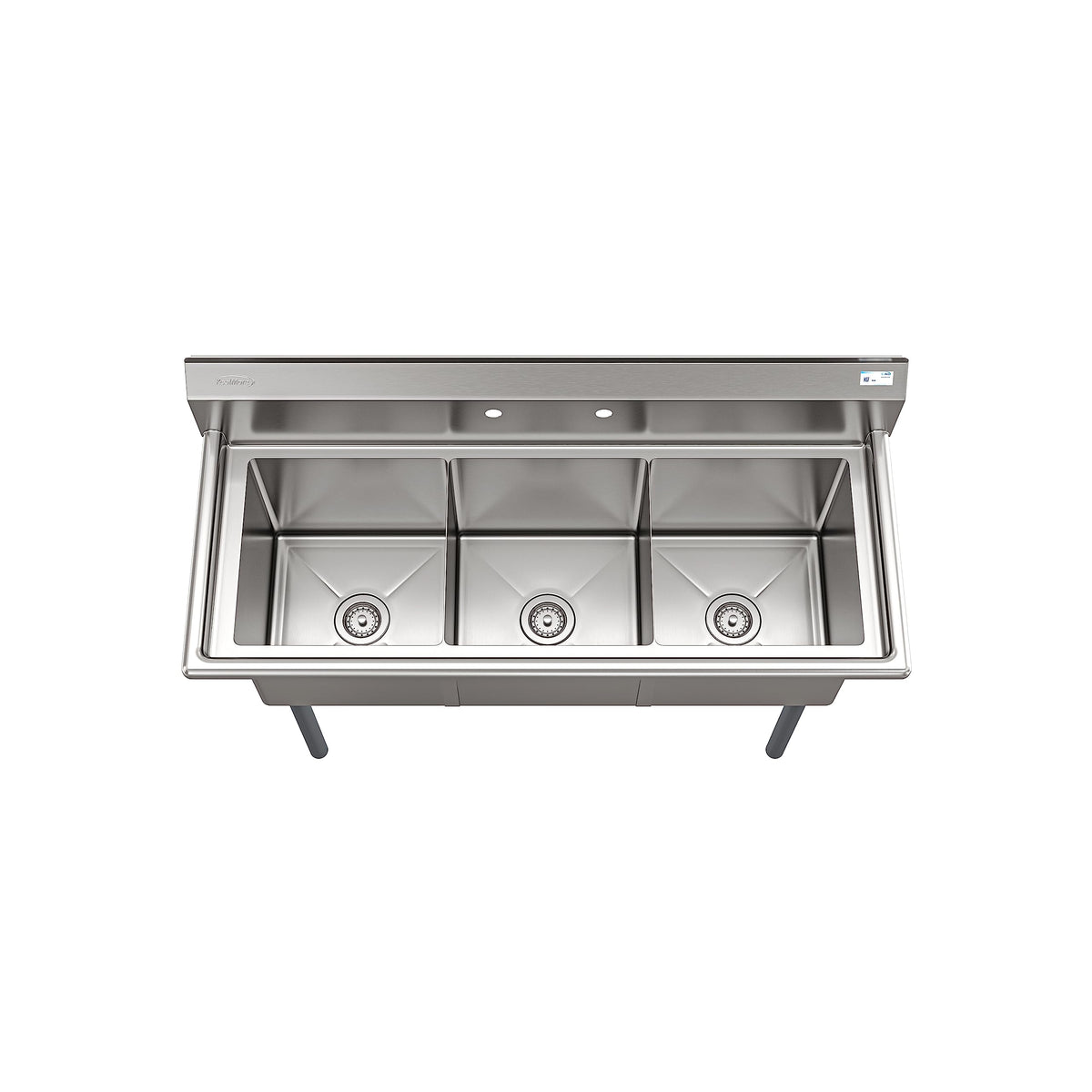 KoolMore 51 in. Three Compartment 18-Gauge Stainless-Steel NSF Commercial Kitchen Sink, Bowl Size 15x15x14, with Three Basins and Pre-Drilled Faucet Holes for Restaurants and Cafes (KM-SC151514-N3)