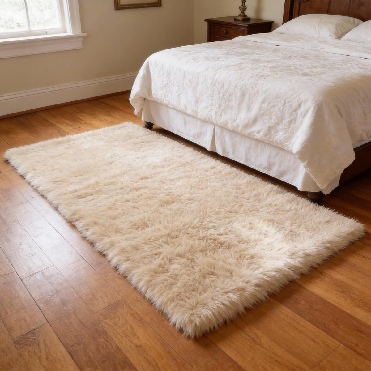 SWGRT 2x3 Solid Fluffy Camel Area Rug – Washable, Durable,Small Bedroom Rug, Non-Slip High Pile Shag Rugs for Living Room, Bedroom, Bedside, Dorms, Nursery Rooms, Kids Room, Soft Indoor Floor Carpet
