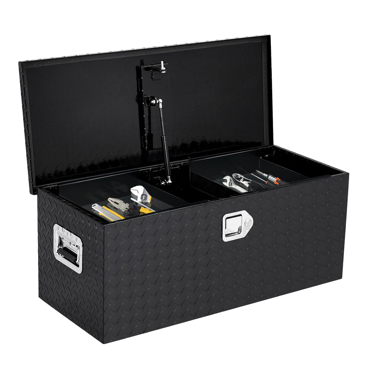 Garvee Aluminum Truck Bed Tool Box Waterproof Lockable Storage Heavy Duty Toolbox for Pickup Beds, RVs & Trailers, Secure Organizer with Side Handles & Gas Strut Lid
