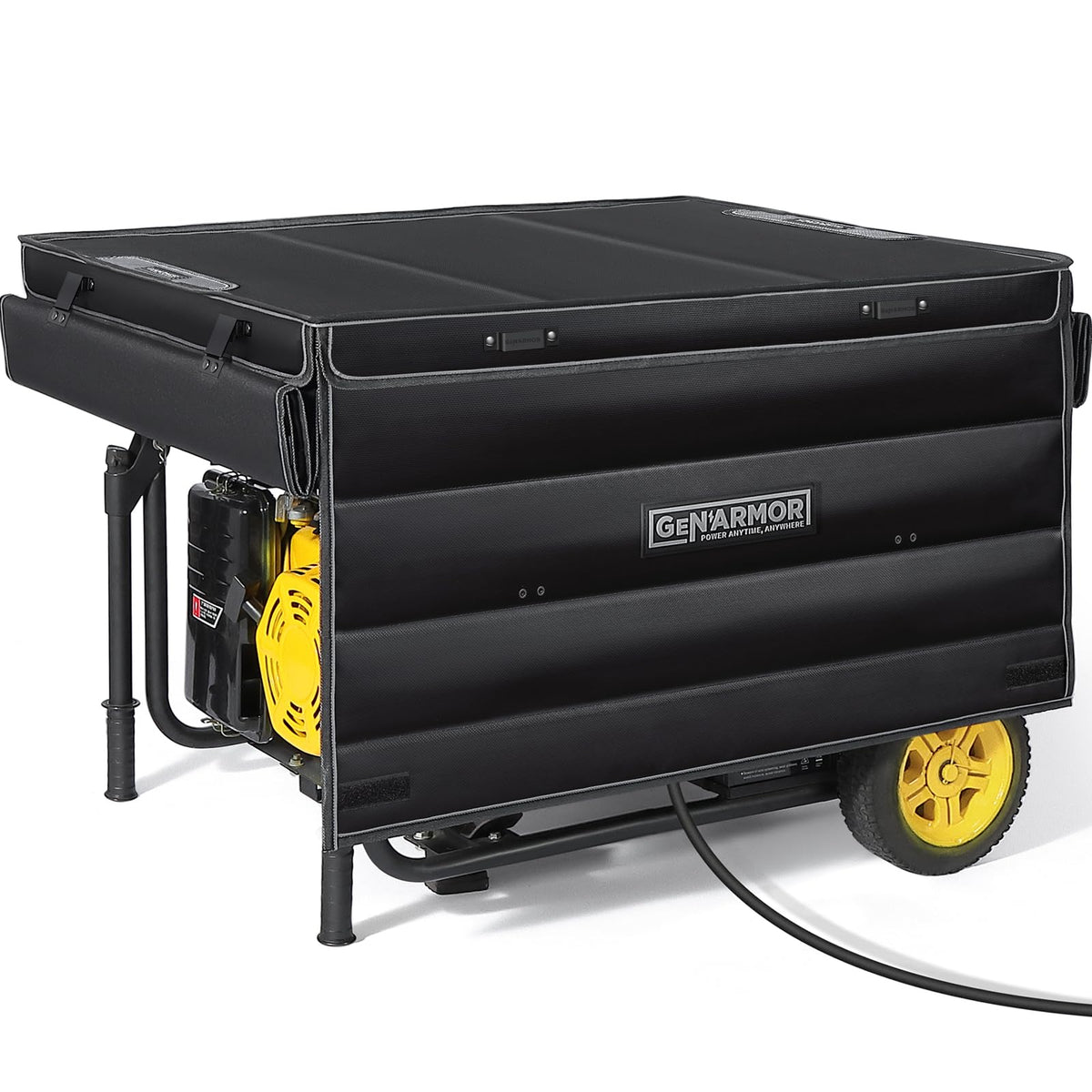 GenArmor Generator Covers While Running, 100% Waterproof Heavy Duty Tarps Generator Tent, Portable Outdoor Generator Enclosure for Most 4000w~13000w Generators, Black, Standard