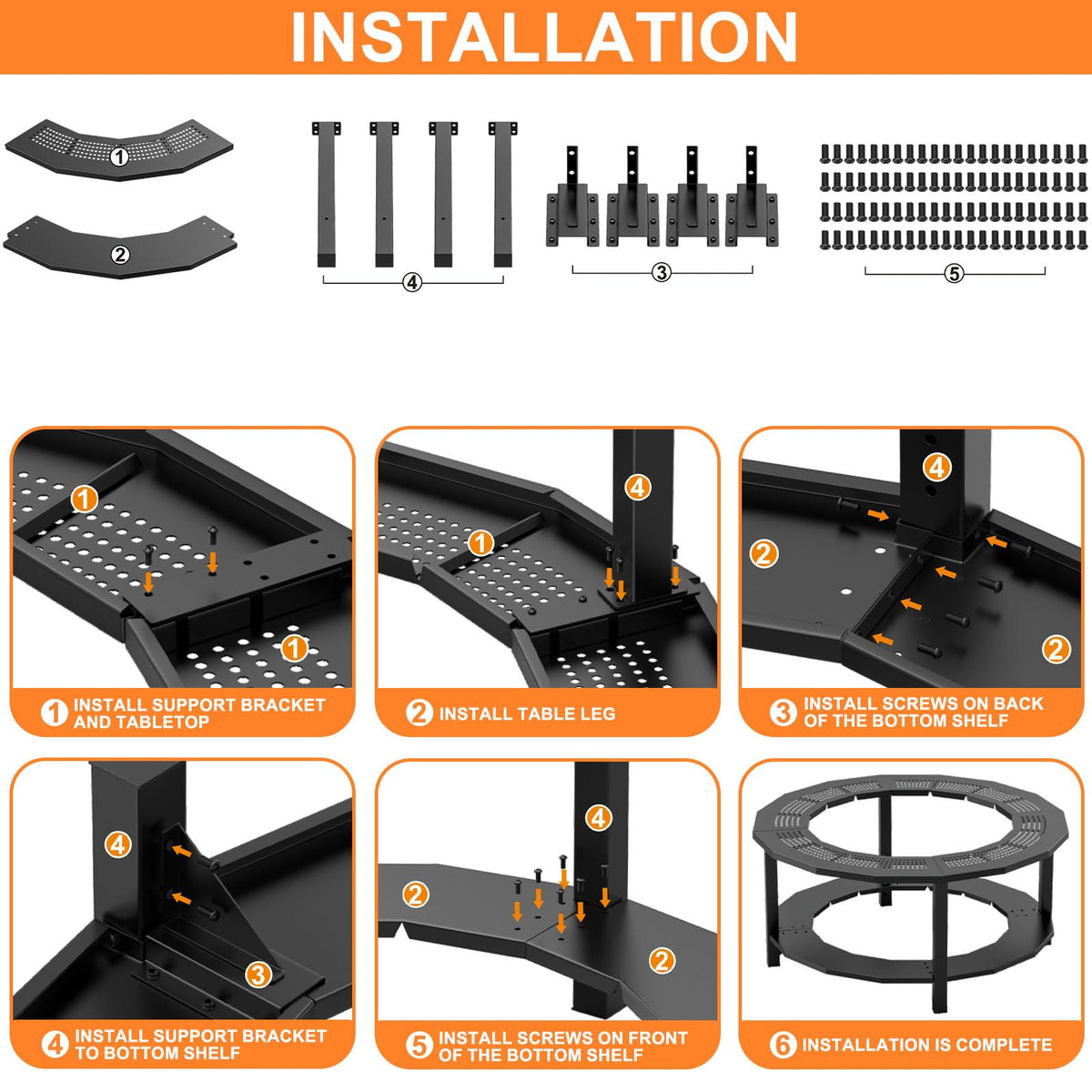 Fire Pit Surround Tabletop for Solo Stove Yukon, Bonfire, Tiki, Outdoor Smokeless Fire Pit Table for Wood Burning Fire Pits, Powder-Coated Steel Stove Table Surround with Cover for Solo Stove