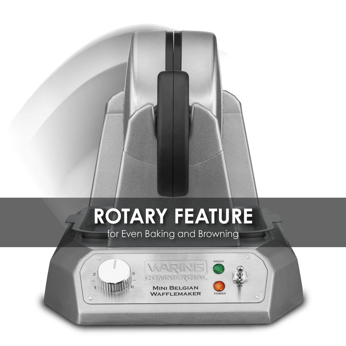 Waring Commercial Mini Belgian Waffle Maker, Rotary Feature for Even Baking, 100 Mini Waffles an Hour, for Restaurants & Commercial Kitchens, NSF Certified, WMB400X